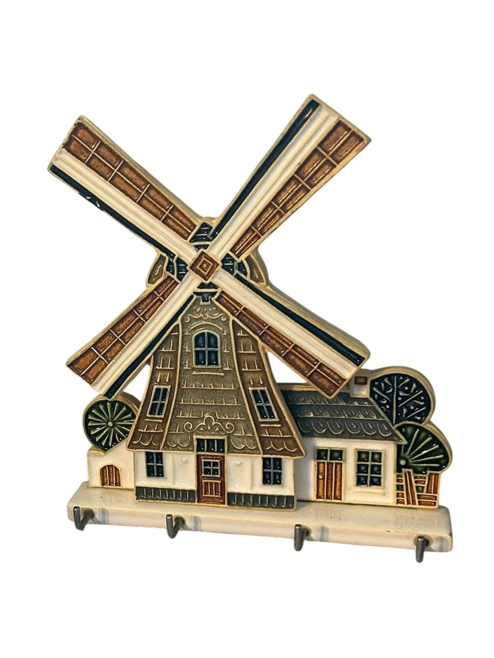 Vintage Dutch Windmill Wall Plaque Key Holder